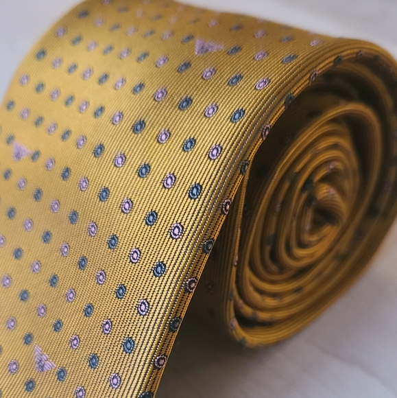 ARMANI Gold/Bronze vintage 100% silk tie - Picture 3 of 13